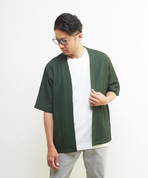 MEN'S MELROSE(メンズメルローズ)の「テクスチャーメッシュハーフスリーブカーディガン(カーディガン/ボレロ・メンズ・ブラック/グリーン/ブラウン・3/4/2)」の16枚目の写真