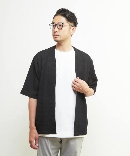 MEN'S MELROSE(メンズメルローズ)の「テクスチャーメッシュハーフスリーブカーディガン(カーディガン/ボレロ・メンズ・ブラック/グリーン/ブラウン・3/4/2)」の18枚目の写真