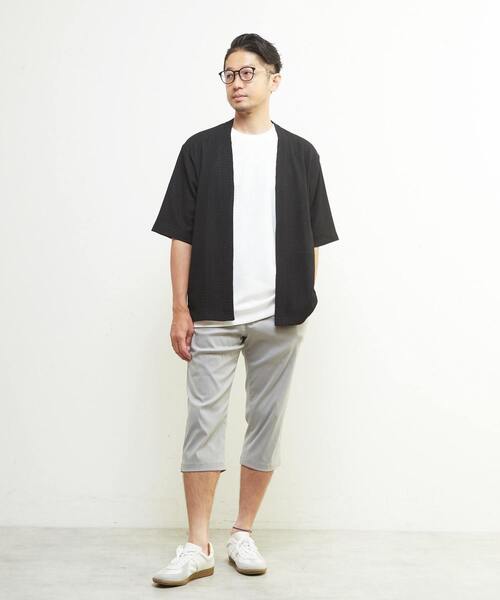 MEN'S MELROSE(メンズメルローズ)の「テクスチャーメッシュハーフスリーブカーディガン(カーディガン/ボレロ・メンズ・ブラック/グリーン/ブラウン・3/4/2)」の20枚目の写真
