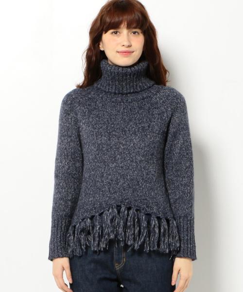Another Edition（アナザーエディション）の「裾フリンジタートルプルオーバー/AEBC スソFRNG タートル PO◆（ニット/セーター・レディース・オフホワイト/ネイビー/ベージュ・フリー）」の5枚目の写真