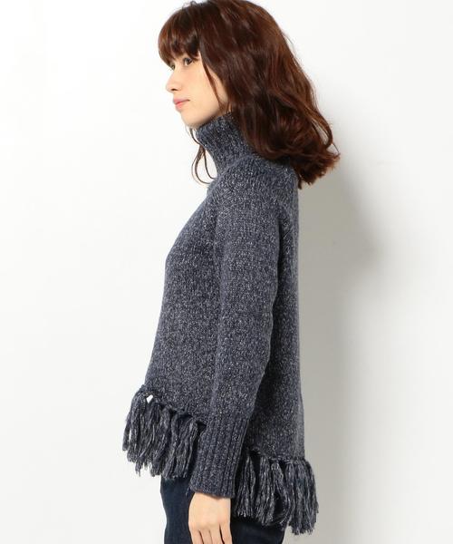 Another Edition（アナザーエディション）の「裾フリンジタートルプルオーバー/AEBC スソFRNG タートル PO◆（ニット/セーター・レディース・オフホワイト/ネイビー/ベージュ・フリー）」の6枚目の写真