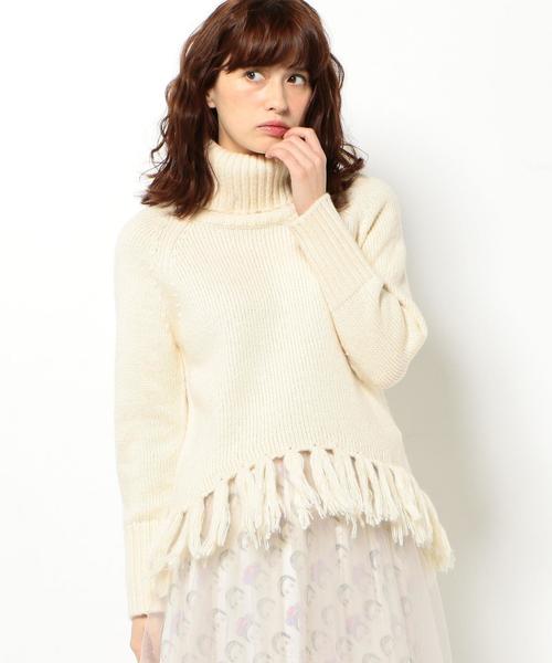 Another Edition（アナザーエディション）の「裾フリンジタートルプルオーバー/AEBC スソFRNG タートル PO◆（ニット/セーター・レディース・オフホワイト/ネイビー/ベージュ・フリー）」の16枚目の写真