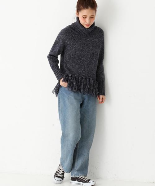 Another Edition（アナザーエディション）の「裾フリンジタートルプルオーバー/AEBC スソFRNG タートル PO◆（ニット/セーター・レディース・オフホワイト/ネイビー/ベージュ・フリー）」の10枚目の写真