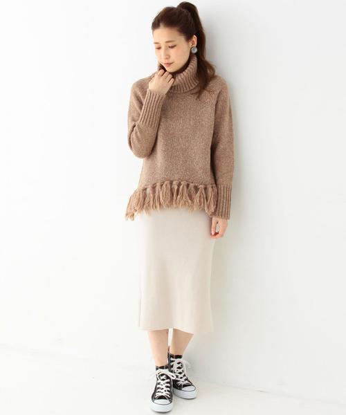 Another Edition（アナザーエディション）の「裾フリンジタートルプルオーバー/AEBC スソFRNG タートル PO◆（ニット/セーター・レディース・オフホワイト/ネイビー/ベージュ・フリー）」の21枚目の写真