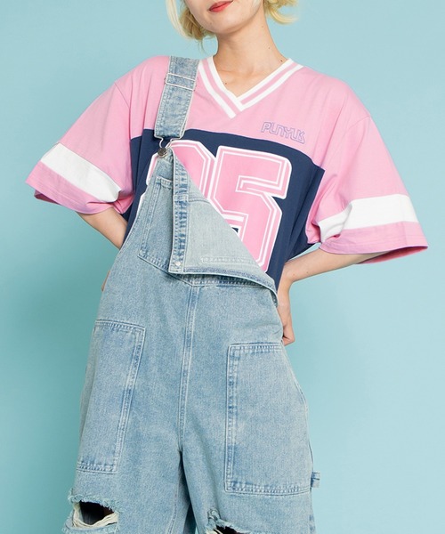 PUNYUS（プニュズ）の「ナンバリングユニフォームＴ（Tシャツ/カットソー・レディース・ピンク/スミクロ/ワインレッド・4/3）」の2枚目の写真