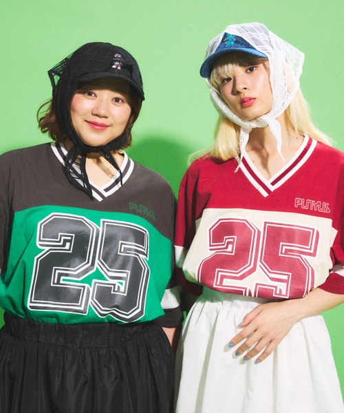 PUNYUS（プニュズ）の「ナンバリングユニフォームＴ（Tシャツ/カットソー・レディース・ピンク/スミクロ/ワインレッド・4/3）」の7枚目の写真