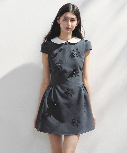【大人気完売♡着用2回】エステラケー　Bonnieバイカラースカラップワンピース セール】BI COLOR STITCH SET UP バイ カラー ステッチ セット
