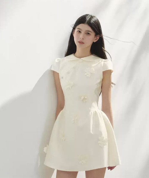 fulinちゃさま専用 ワンピース 7月中旬発送予定 フクレサイドギャザーワンピース【shichaku