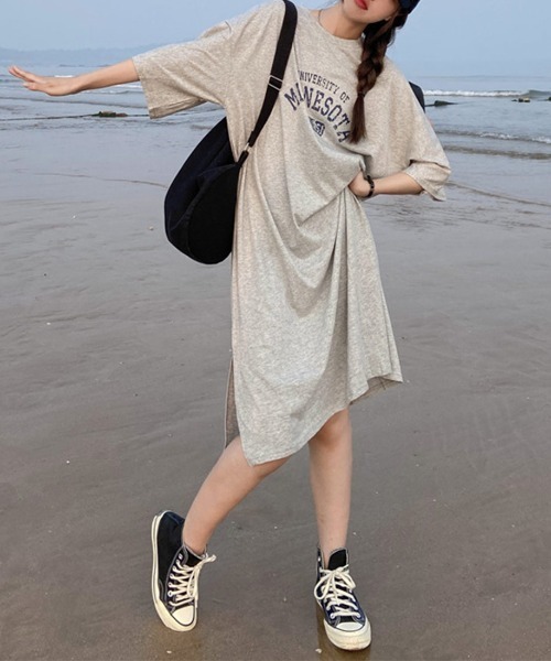 maison de LATIR(メゾンドラティール)の「大人カジュアルで春 夏から着こなせるロゴワンピース(ワンピース・レディース・グレー/ブラック/ホワイト・FREE)」の8枚目の写真