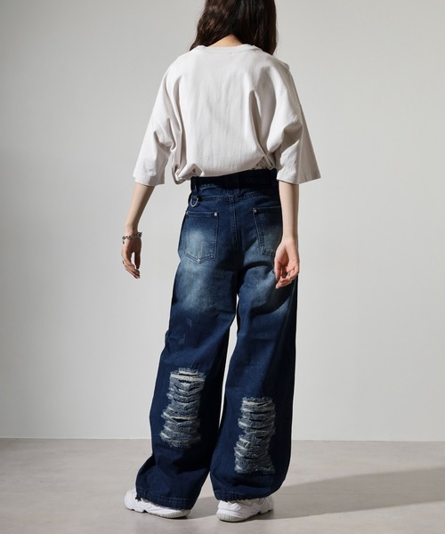 RE730(アールイーセブンサーティー)の「デストロイデニムパンツ(デニムパンツ・メンズ・ブルー/ブラック・M/L)」の9枚目の写真
