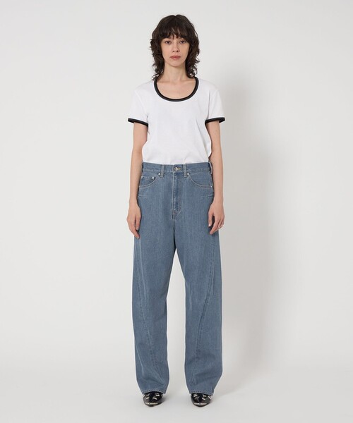 <ASTRAET>コットン 4ポケット デニムパンツ ASTRAET＞3D 5ポケット デニムワイドパンツ ワンウォッシュ