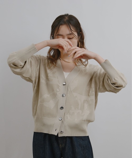 palm RICHE(ポームリシュ)の「ジャガード編みニットカーディガン(カーディガン/ボレロ・レディース・レッド/ブラック/グレイッシュベージュ・M)」の11枚目の写真