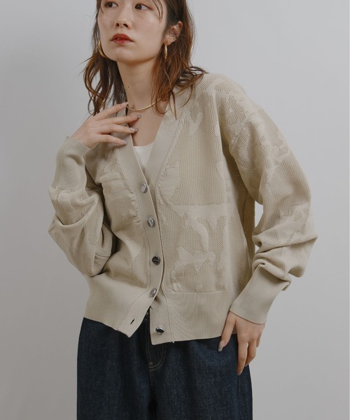 palm RICHE(ポームリシュ)の「ジャガード編みニットカーディガン(カーディガン/ボレロ・レディース・レッド/ブラック/グレイッシュベージュ・M)」の12枚目の写真