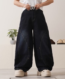 ワンウォッシュ バレルレッグ デニム ジーンズ / One-washed Barrel Leg Denim Jeans