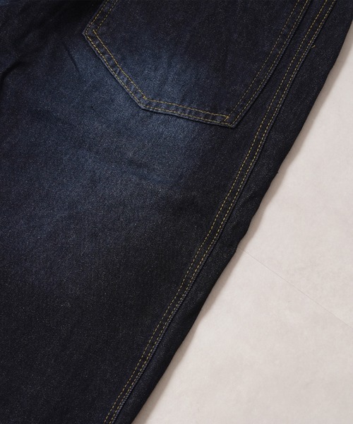 1111clothing（ワンフォークロージング）の「ワンウォッシュ バレルレッグ デニム ジーンズ / One-washed Barrel Leg Denim Jeans（デニムパンツ・メンズ・ネイビー・S/M/L/XL）」の21枚目の写真