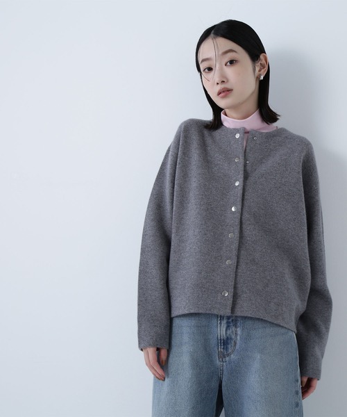 NATURAL BEAUTY BASIC（ナチュラルビューティーベーシック）の「◇ＦＯＸ接結ニットジャケット（カーディガン/ボレロ・レディース・ワイン/オフホワイト/グレー/ダークブラウン・FREE）」の3枚目の写真