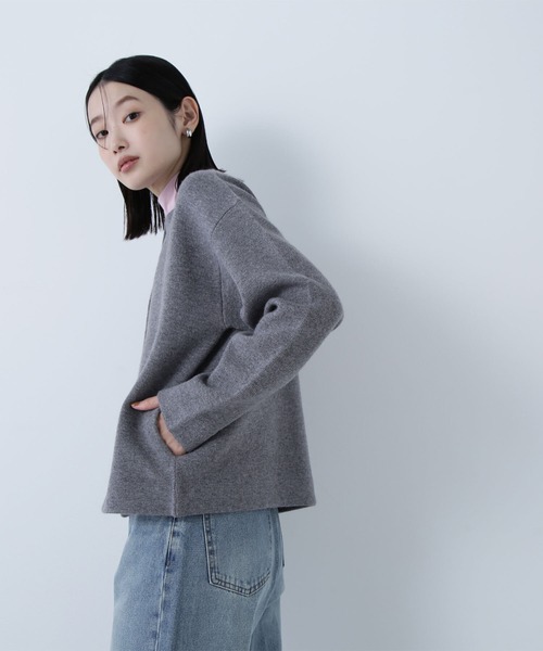 NATURAL BEAUTY BASIC（ナチュラルビューティーベーシック）の「◇ＦＯＸ接結ニットジャケット（カーディガン/ボレロ・レディース・ワイン/オフホワイト/グレー/ダークブラウン・FREE）」の21枚目の写真