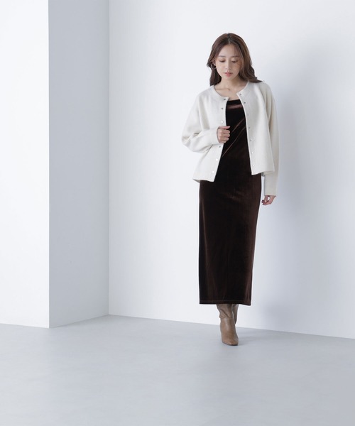 NATURAL BEAUTY BASIC（ナチュラルビューティーベーシック）の「◇ＦＯＸ接結ニットジャケット（カーディガン/ボレロ・レディース・ワイン/オフホワイト/グレー/ダークブラウン・FREE）」の5枚目の写真