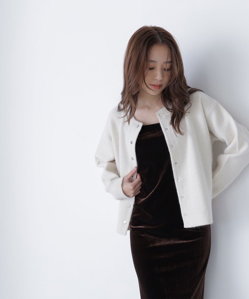 ◇FOX接結ニットジャケット（カーディガン/ボレロ）｜NATURAL