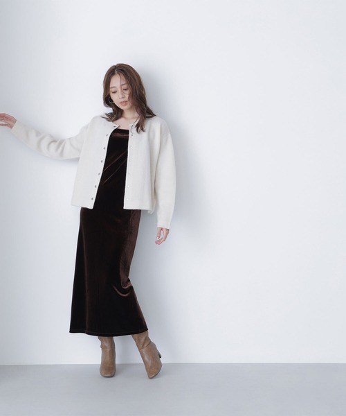 NATURAL BEAUTY BASIC（ナチュラルビューティーベーシック）の「◇ＦＯＸ接結ニットジャケット（カーディガン/ボレロ・レディース・ワイン/オフホワイト/グレー/ダークブラウン・FREE）」の11枚目の写真