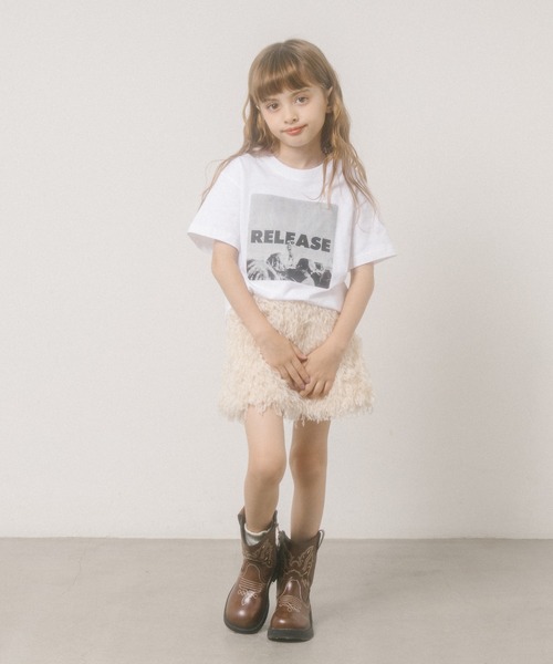 URBAN CHERRY（アーバンチェリー）の「【インナーパンツ付き】エンジェルフェザー台形スカート（スカート・キッズ・アイボリー/ブラック・110cm/120cm/130cm/140cm/150cm）」の20枚目の写真