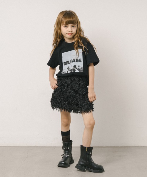 URBAN CHERRY（アーバンチェリー）の「【インナーパンツ付き】エンジェルフェザー台形スカート（スカート・キッズ・アイボリー/ブラック・110cm/120cm/130cm/140cm/150cm）」の13枚目の写真