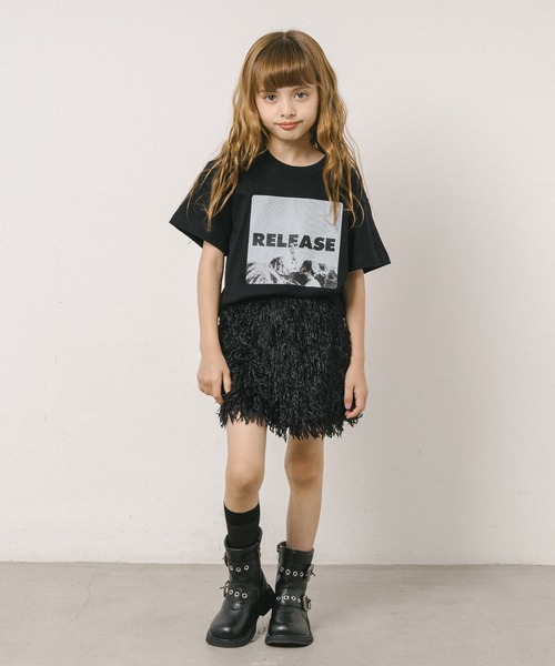 URBAN CHERRY（アーバンチェリー）の「【インナーパンツ付き】エンジェルフェザー台形スカート（スカート・キッズ・アイボリー/ブラック・110cm/120cm/130cm/140cm/150cm）」の14枚目の写真