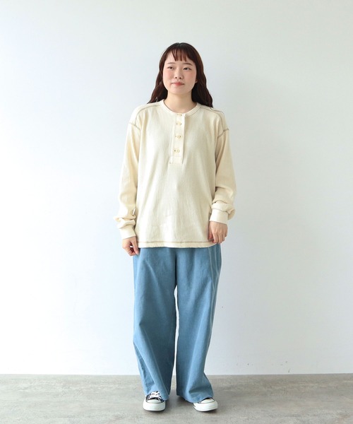 PAR ICI（パーリッシィ）の「スウェーデン軍 針抜きフライス ヘンリーネックプルオーバー（Tシャツ/カットソー・レディース・チャコールグレー/アイボリー・FREE）」の18枚目の写真