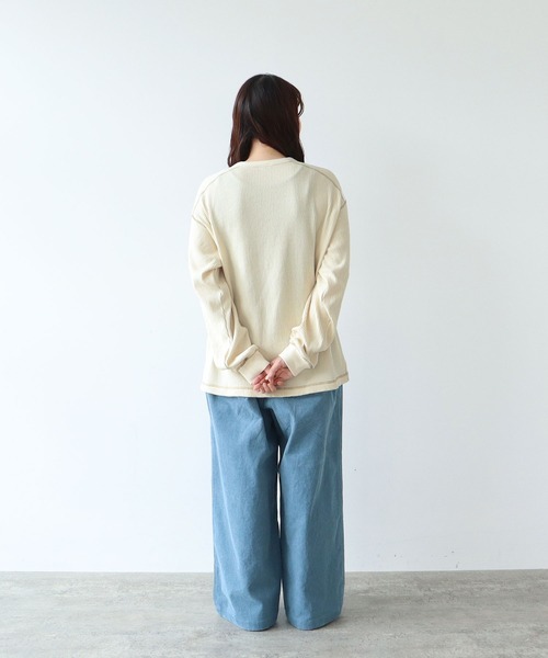 PAR ICI（パーリッシィ）の「スウェーデン軍 針抜きフライス ヘンリーネックプルオーバー（Tシャツ/カットソー・レディース・チャコールグレー/アイボリー・FREE）」の20枚目の写真