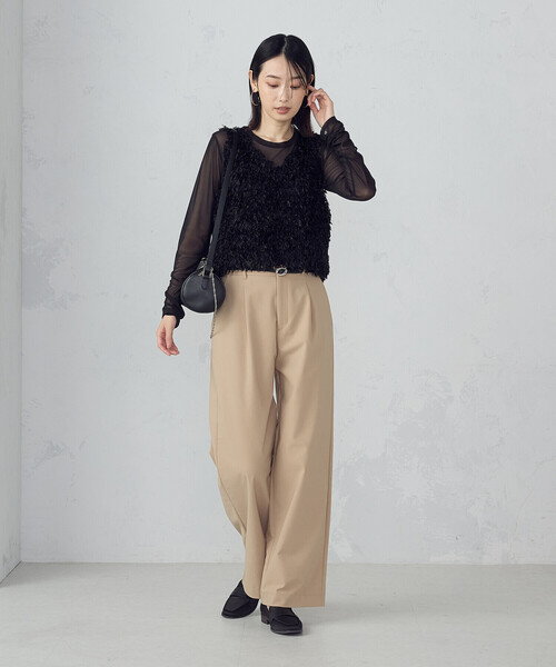 COMME CA ISM（コムサイズム）の「【セットアイテム】フリンジベスト＋シアーインナー（ベスト・レディース・ブラック/グレー/ブラウン・FREE）」の7枚目の写真
