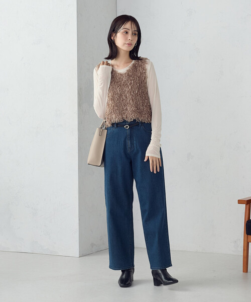 COMME CA ISM（コムサイズム）の「【セットアイテム】フリンジベスト＋シアーインナー（ベスト・レディース・ブラック/グレー/ブラウン・FREE）」の10枚目の写真