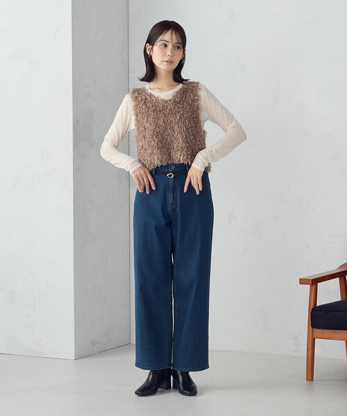 COMME CA ISM（コムサイズム）の「【セットアイテム】フリンジベスト＋シアーインナー（ベスト・レディース・ブラック/グレー/ブラウン・FREE）」の11枚目の写真