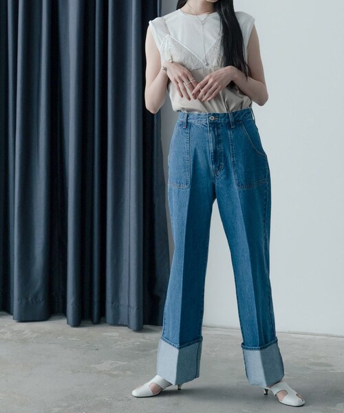 GALLEST(ギャレスト)の「ロールアップデニム(デニムパンツ・レディース・チャコールグレー/ブルー系その他・38/36/34)」の9枚目の写真
