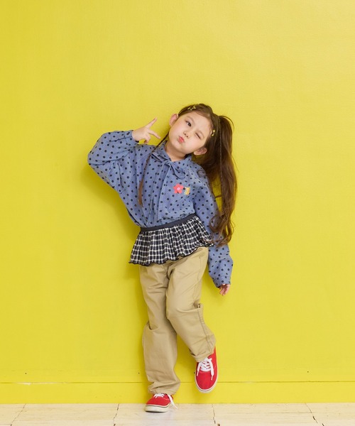 MARKEY'S（マーキーズ）の「リボンタイラグランシャツ（セットアップ・キッズ・ブラック系その他/グリーン系その他/ベージュ系その他・90/100/110/120/130/140/150）」の19枚目の写真