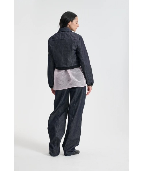 CROPPED DENIM JACKET WITH CONTRAST DETAILS（デニムジャケット