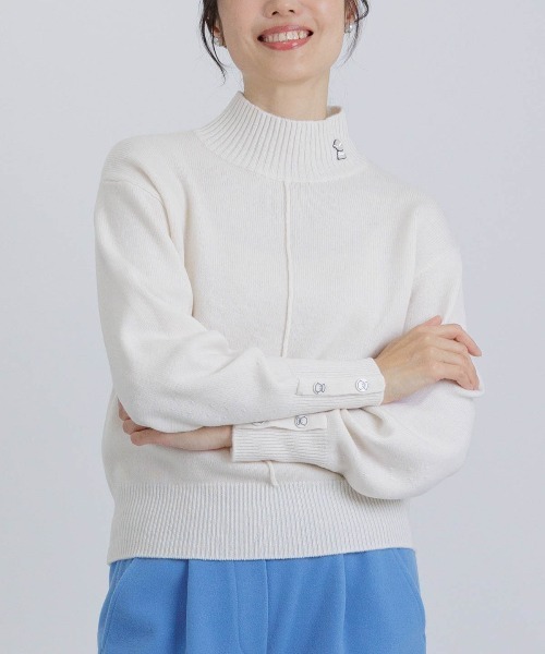 STUDIO PICONE（スタジオピッコーネ）の「ウール100％袖ボタンニット（ニット/セーター・レディース・ピンク/ホワイト/ライトブルー・M/L）」の2枚目の写真