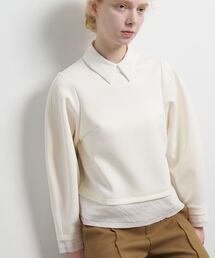 LANVIN en Bleu（ランバンオンブルー）の「シャツカラーコンビカットソー（Tシャツ/カットソー）」