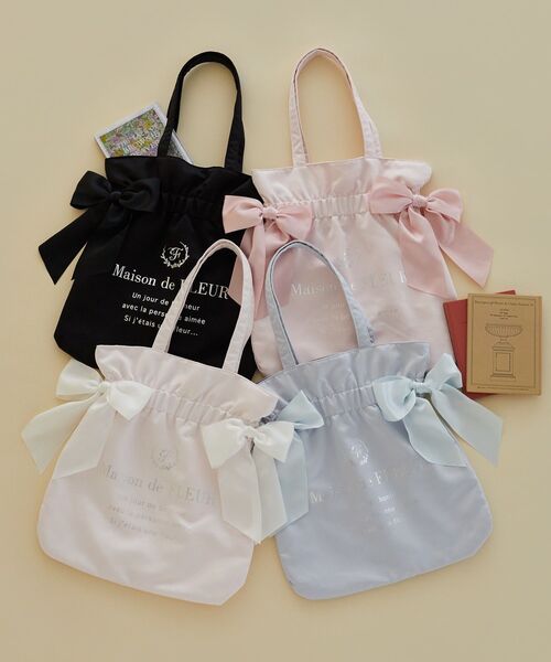 Maison de FLEUR（メゾンドフルール）の「ダブルリボンギャザートートバッグ（トートバッグ・レディース・ライトブルー/ライトピンク/ブラック/ピンク・FREE）」の14枚目の写真