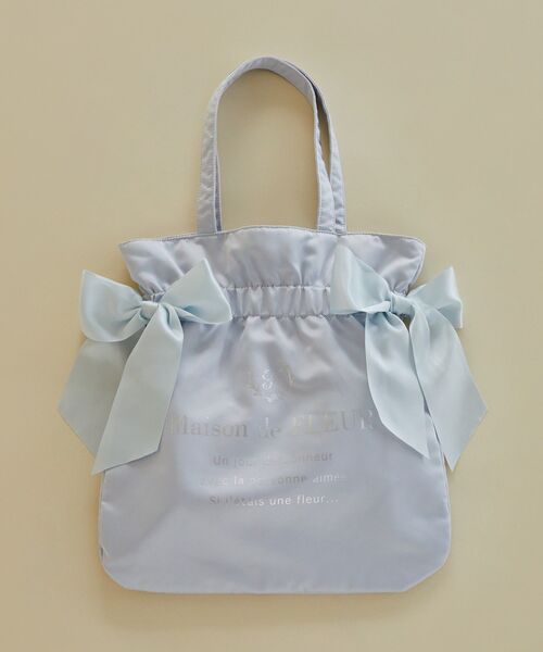 Maison de FLEUR（メゾンドフルール）の「ダブルリボンギャザートートバッグ（トートバッグ・レディース・ライトブルー/ライトピンク/ブラック/ピンク・FREE）」の2枚目の写真