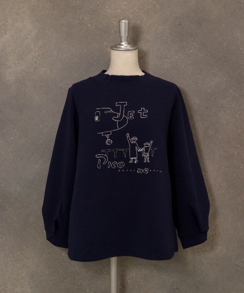 STUDIO PICONE(スタジオピッコーネ)の「イラスト刺繍ダンボールプルオーバー(その他トップス・レディース・ライトグリーン/ピンク/ネイビー/ホワイト・M/L/LL)」の3枚目の写真