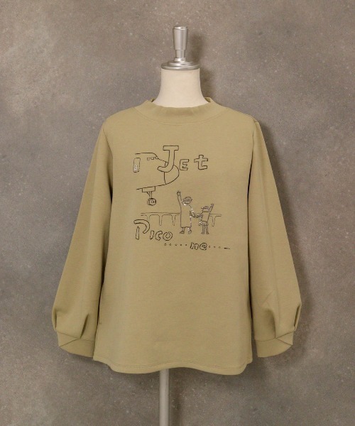 STUDIO PICONE(スタジオピッコーネ)の「イラスト刺繍ダンボールプルオーバー(その他トップス・レディース・ライトグリーン/ピンク/ネイビー/ホワイト・M/L/LL)」の2枚目の写真