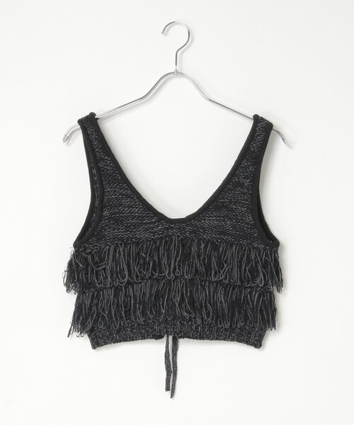 notch.(ノッチ)の「【notch. by yui】ニットフリンジビスチェ(ベスト・レディース・ライトグレー/ブラック/ブルー・M)」の4枚目の写真