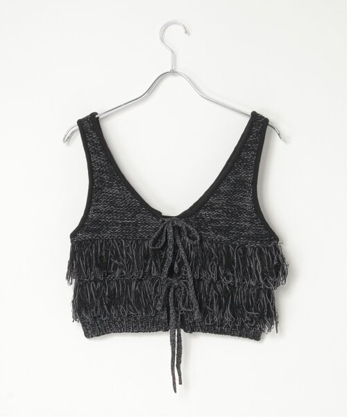 notch.(ノッチ)の「【notch. by yui】ニットフリンジビスチェ(ベスト・レディース・ライトグレー/ブラック/ブルー・M)」の5枚目の写真