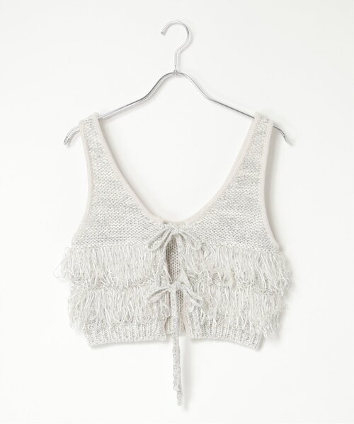 notch.(ノッチ)の「【notch. by yui】ニットフリンジビスチェ(ベスト・レディース・ライトグレー/ブラック/ブルー・M)」の12枚目の写真