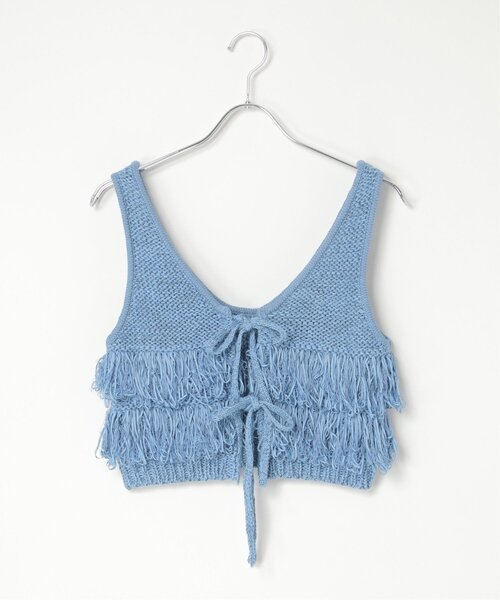 notch.(ノッチ)の「【notch. by yui】ニットフリンジビスチェ(ベスト・レディース・ライトグレー/ブラック/ブルー・M)」の13枚目の写真