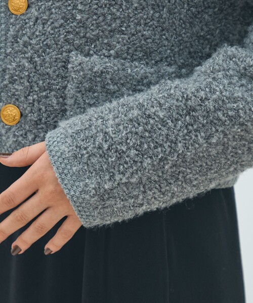 MACPHEE（マカフィー）の「ムートン ショートジャケット（カーディガン/ボレロ・レディース・チャコールグレー/ホワイト/ネイビー・S）」の10枚目の写真