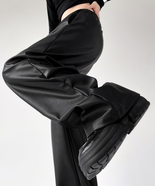 激レア⭐️90s ゴルチエ スカート　パンツ　2way レザー　ブラック　38 セール】パンツ レディース レザーパンツ ワイドパンツ