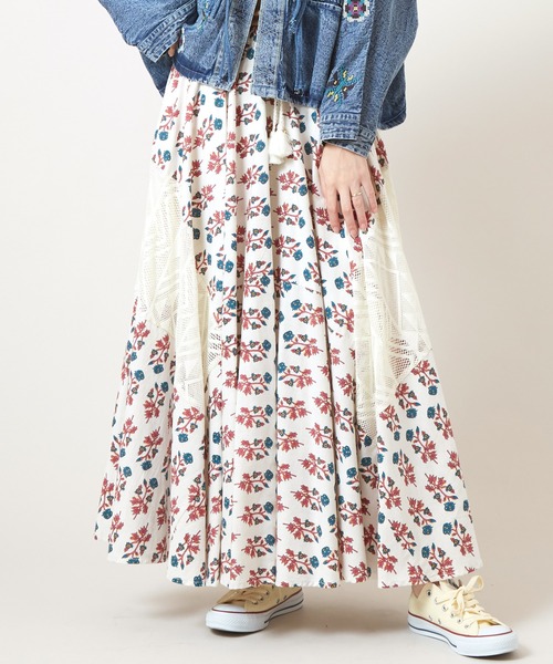 チャイハネ（チャイハネ）の「【チャイハネ】アログレロングスカート（スカート・レディース・ホワイト/ネイビー/カーキ/オレンジ/レッド/ターコイズブルー・FREE）」の2枚目の写真