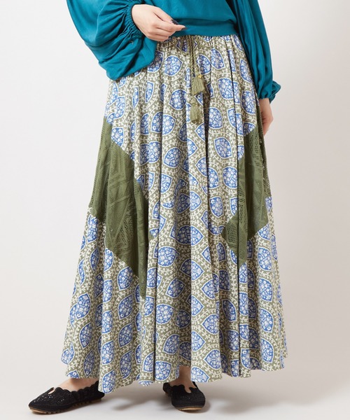 チャイハネ（チャイハネ）の「【チャイハネ】アログレロングスカート（スカート・レディース・ホワイト/ネイビー/カーキ/オレンジ/レッド/ターコイズブルー・FREE）」の3枚目の写真