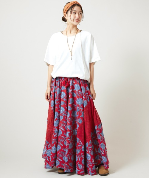 チャイハネ（チャイハネ）の「【チャイハネ】アログレロングスカート（スカート・レディース・ホワイト/ネイビー/カーキ/オレンジ/レッド/ターコイズブルー・FREE）」の12枚目の写真